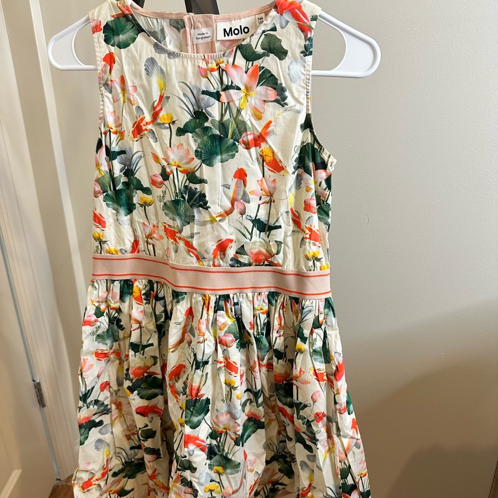 Molo Kids Dress with Floral Print - Green, Pink, Orange